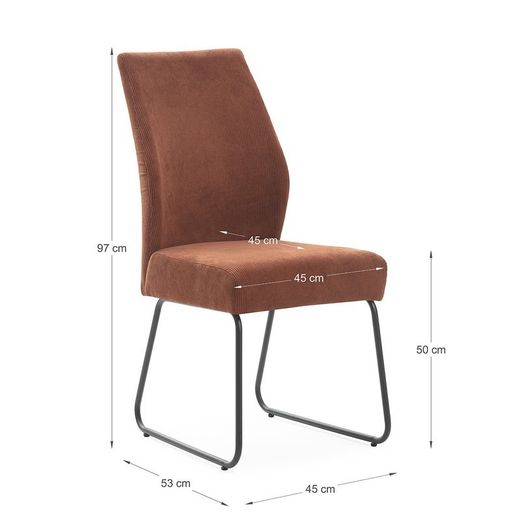 Sedia, 45 x 62 x 97 cm, in tessuto color terracotta | Collezione Alan
