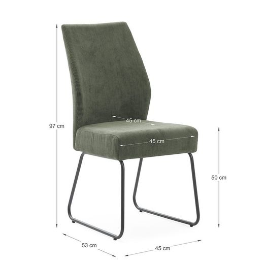 Sedia, 45 x 62 x 97 cm, in tessuto verde | Collezione Alan