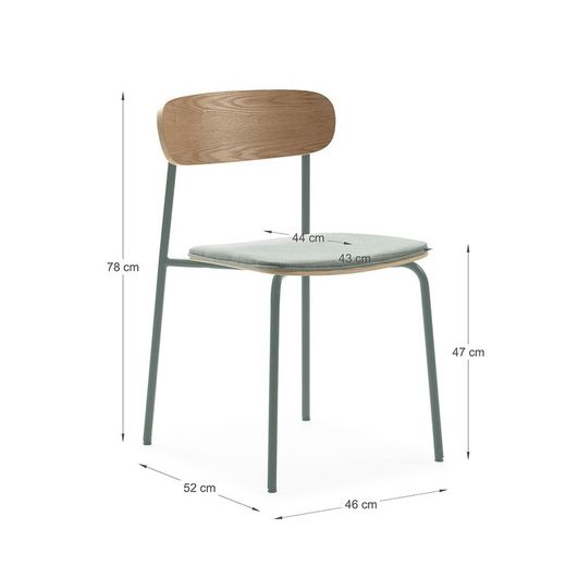 Sedia, 46 x 51 x 77 cm, in tessuto azzurro chiaro | Collezione Adriana