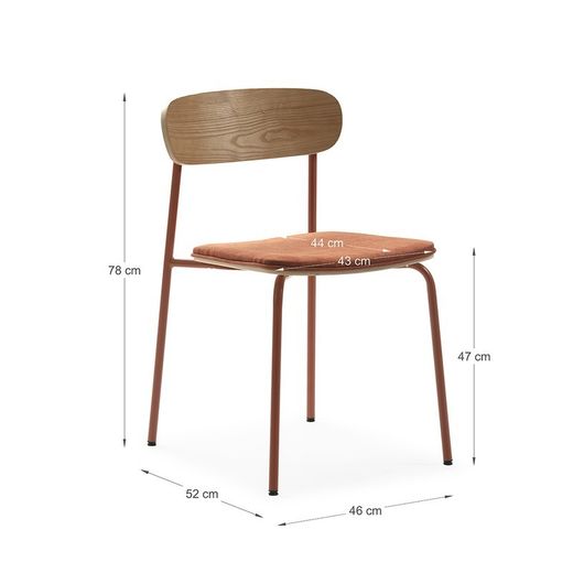 Sedia, 46 x 51 x 77 cm, in tessuto arancione | Collezione Adriana