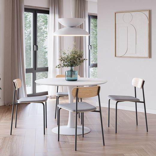 Silla, 46 x 51 x 77 cm, de tejido en topo | Colección Adriana