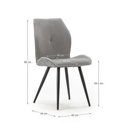 Sedia, 46 x 62 x 89 cm, in tessuto grigio | Collezione Adaya