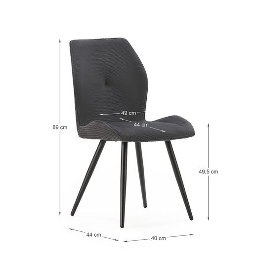 Sedia, 46 x 62 x 89 cm, in tessuto grigio | Collezione Adaya