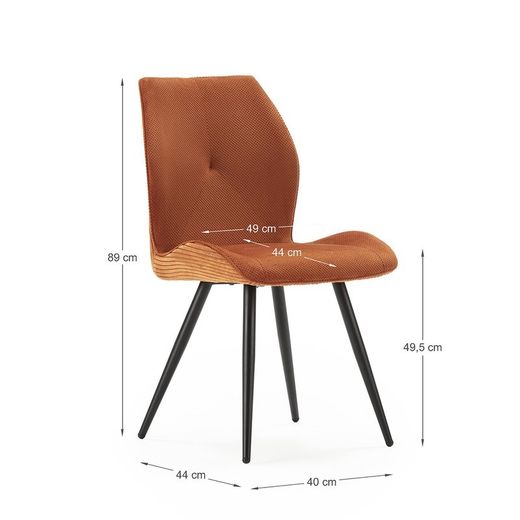 Sedia, 46 x 62 x 89 cm, in tessuto color terracotta | Collezione Adaya