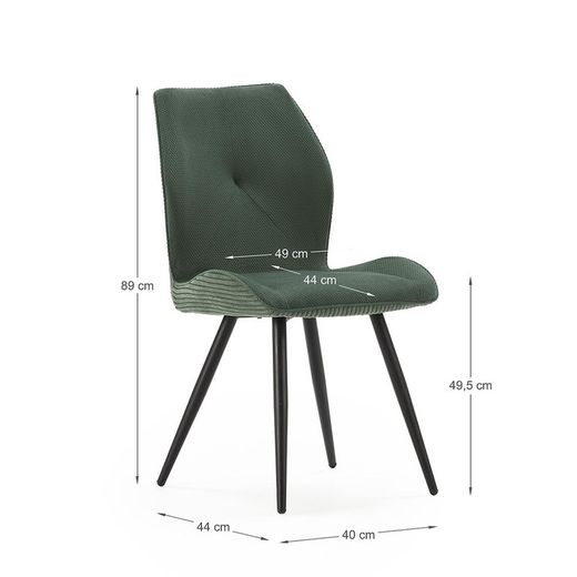 Sedia, 46 x 62 x 89 cm, in tessuto verde | Collezione Adaya