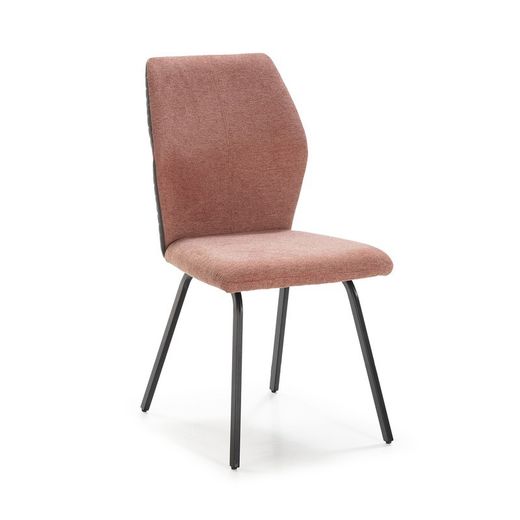 Sedia, 47 x 57 x 91 cm, in tessuto e metallo, colore corallo e nero | Collezione Pol
