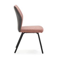 Sedia, 47 x 57 x 91 cm, in tessuto e metallo, colore corallo e nero | Collezione Pol