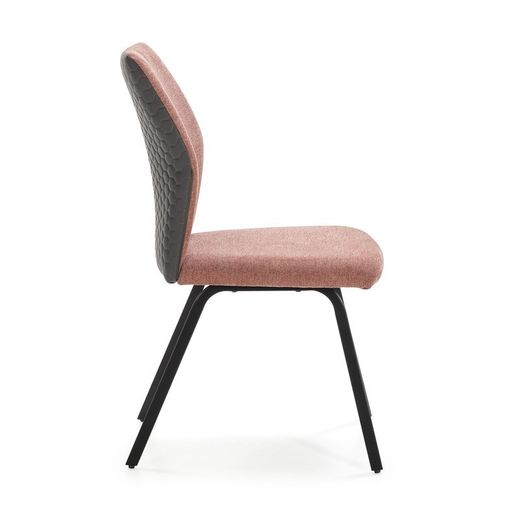 Sedia, 47 x 57 x 91 cm, in tessuto e metallo, colore corallo e nero | Collezione Pol