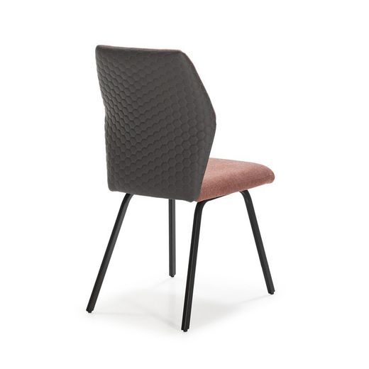Sedia, 47 x 57 x 91 cm, in tessuto e metallo, colore corallo e nero | Collezione Pol