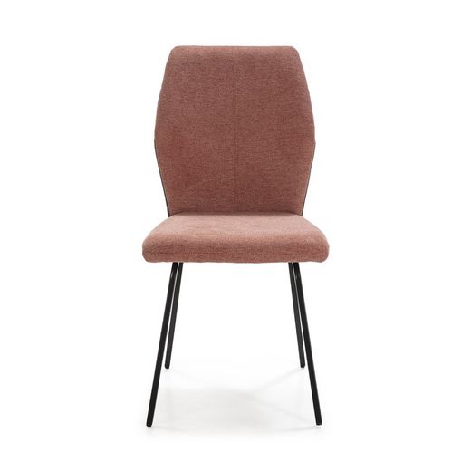 Sedia, 47 x 57 x 91 cm, in tessuto e metallo, colore corallo e nero | Collezione Pol