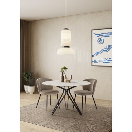 Sedia, 47 x 58 x 78 cm, in tessuto beige | Collezione Megan