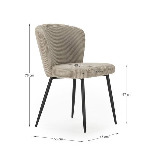 Sedia, 47 x 58 x 78 cm, in tessuto beige | Collezione Megan