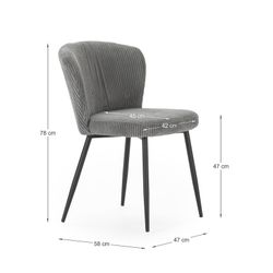 Sedia, 47 x 58 x 78 cm, in tessuto grigio | Collezione Megan