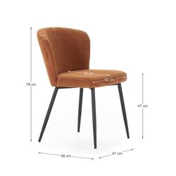 Sedia, 47 x 58 x 78 cm, in tessuto color terracotta | Collezione Megan
