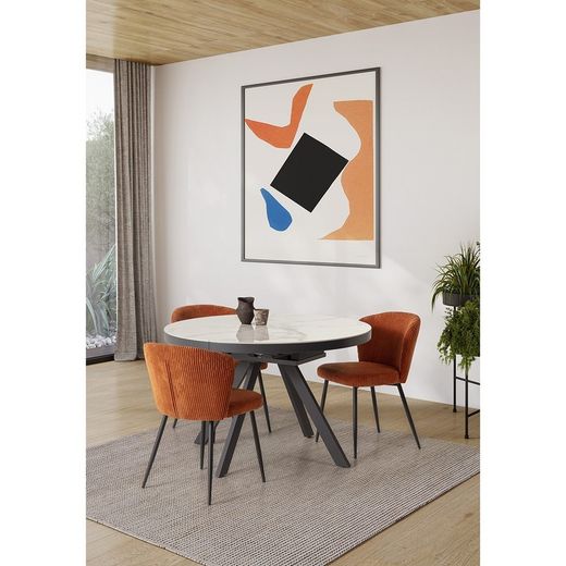 Sedia, 47 x 58 x 78 cm, in tessuto color terracotta | Collezione Megan