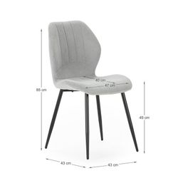 Sedia, 47 x 58 x 85 cm, in tessuto grigio ghiaccio | Collezione Nalu