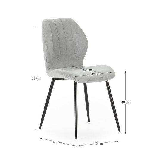 Sedia, 47 x 58 x 85 cm, in tessuto grigio ghiaccio | Collezione Nalu