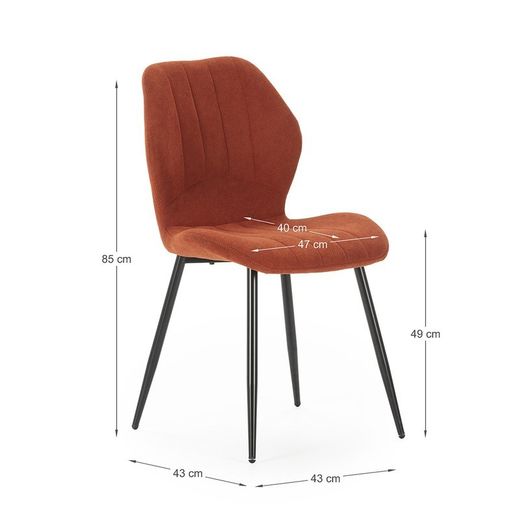 Sedia, 47 x 58 x 85 cm, in tessuto color terracotta | Collezione Nalu