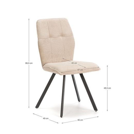 Sedia, 47 x 60 x 89 cm, in tessuto beige | Collezione Mery