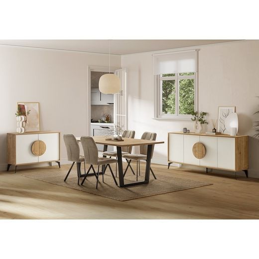 Sedia, 47 x 60 x 89 cm, in tessuto beige | Collezione Mery