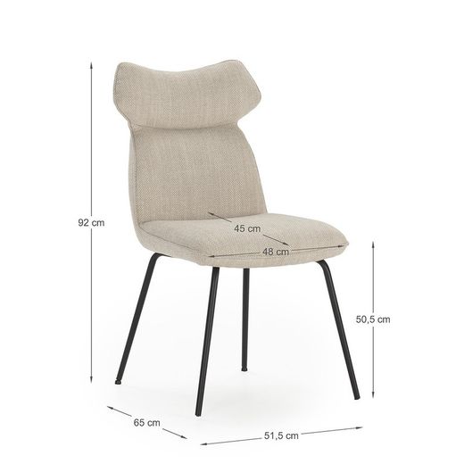 Sedia, 47 x 64,5 x 91,5 cm, in tessuto beige | Collezione Dara
