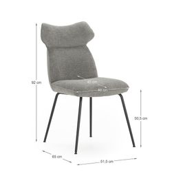 Sedia, 47 x 64,5 x 91,5 cm, in tessuto grigio | Collezione Dara