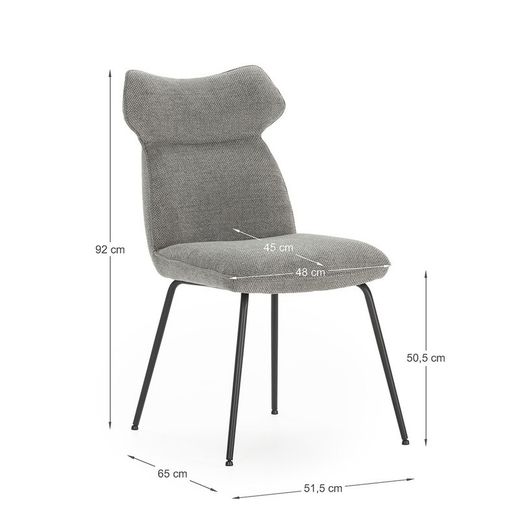 Sedia, 47 x 64,5 x 91,5 cm, in tessuto grigio | Collezione Dara