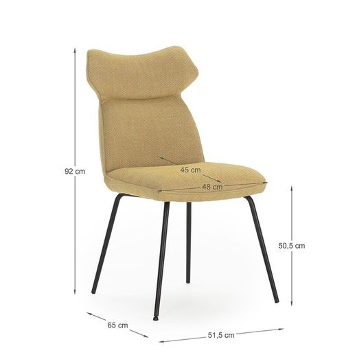 Sedia, 47 x 64,5 x 91,5 cm, in tessuto mostarda | Collezione Dara