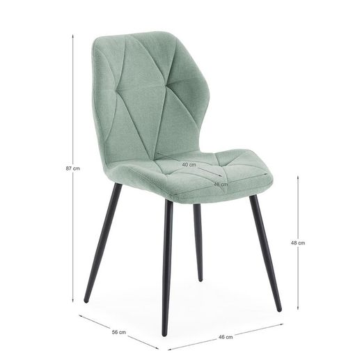 Sedia, 47,5 x 57,5 x 85 cm, in tessuto acquamarina | Collezione Luna