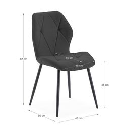 Sedia, 47,5 x 57,5 x 85 cm, in tessuto nero | Collezione Luna