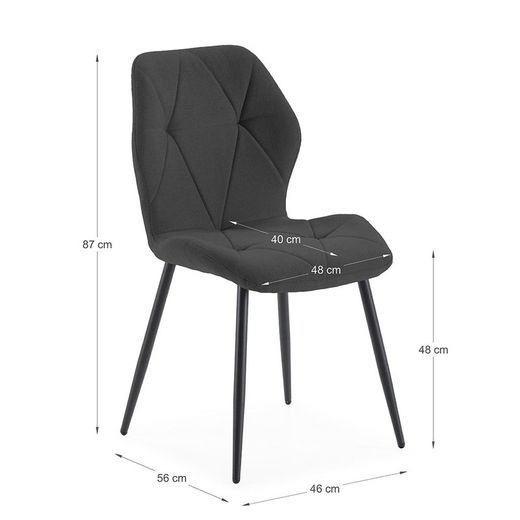 Sedia, 47,5 x 57,5 x 85 cm, in tessuto nero | Collezione Luna