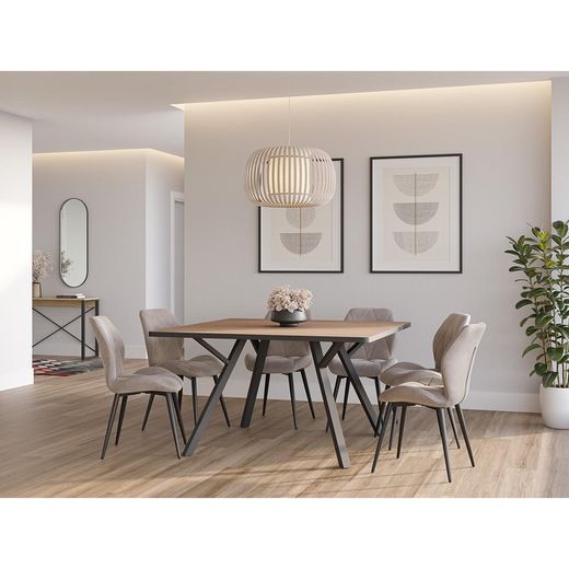 Sedia, 47,5 x 57,5 x 85 cm, in tessuto colore topo | Collezione Luna