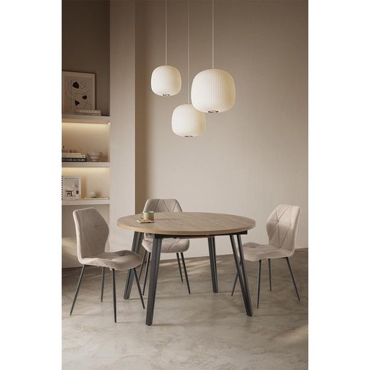 Sedia, 47,5 x 57,5 x 85 cm, in tessuto colore topo | Collezione Luna