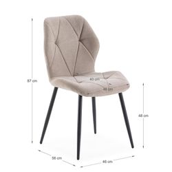 Sedia, 47,5 x 57,5 x 85 cm, in tessuto colore topo | Collezione Luna