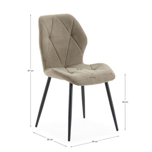 Sedia, 47,5 x 57,5 x 85 cm, in tessuto verde | Collezione Luna