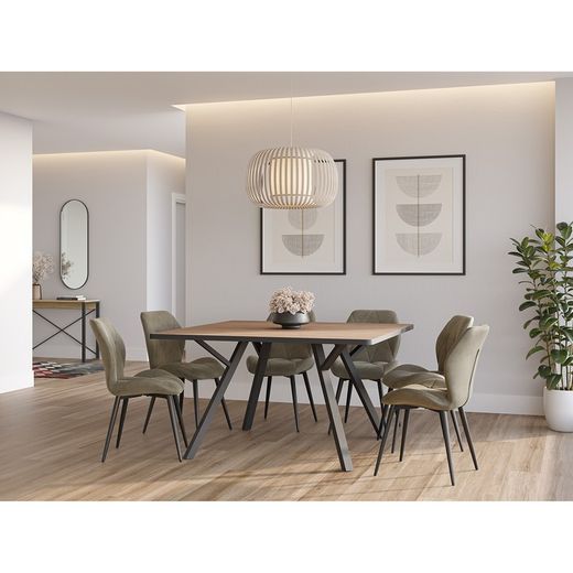 Sedia, 47,5 x 57,5 x 85 cm, in tessuto verde | Collezione Luna