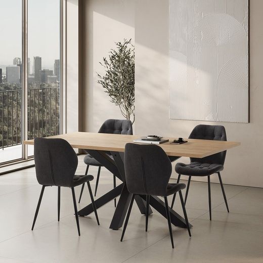Sedia, 48 x 58 x 85 cm, in tessuto grigio scuro | Collezione Nalu