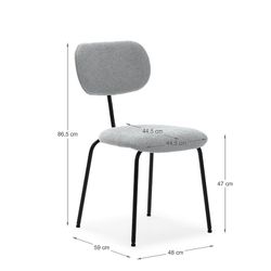 Sedia, 48 x 59 x 86,5 cm, in tessuto grigio | Collezione Dash