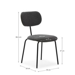 Sedia, 48 x 59 x 86,5 cm, in tessuto nero | Collezione Dash