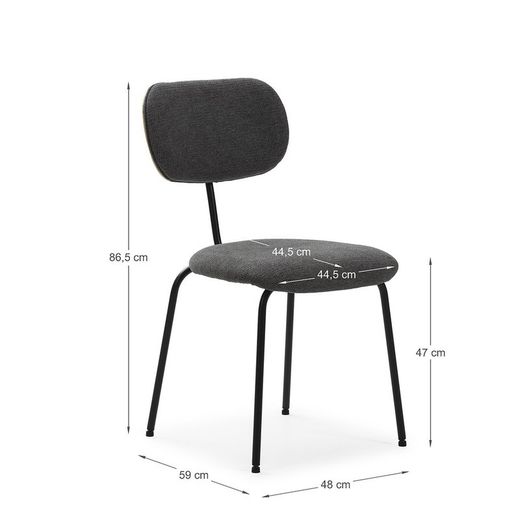 Sedia, 48 x 59 x 86,5 cm, in tessuto nero | Collezione Dash