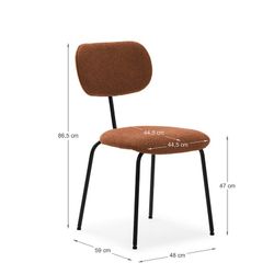 Sedia, 48 x 59 x 86,5 cm, in tessuto tono terracotta | Collezione Dash