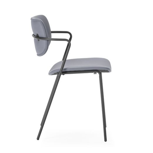 Sedia, 49 x 55 x 79 cm, in ecopelle grigio marengo | Collezione Mayka