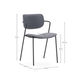 Sedia, 49 x 55 x 79 cm, in ecopelle grigio marengo | Collezione Mayka
