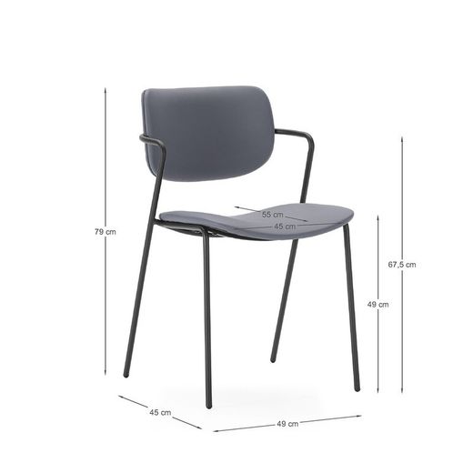 Sedia, 49 x 55 x 79 cm, in ecopelle grigio marengo | Collezione Mayka
