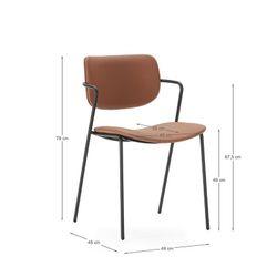 Sedia, 49 x 55 x 79 cm, in ecopelle colore terracotta | Collezione Mayka