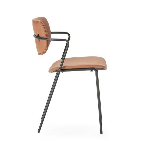 Sedia, 49 x 55 x 79 cm, in ecopelle colore terracotta | Collezione Mayka