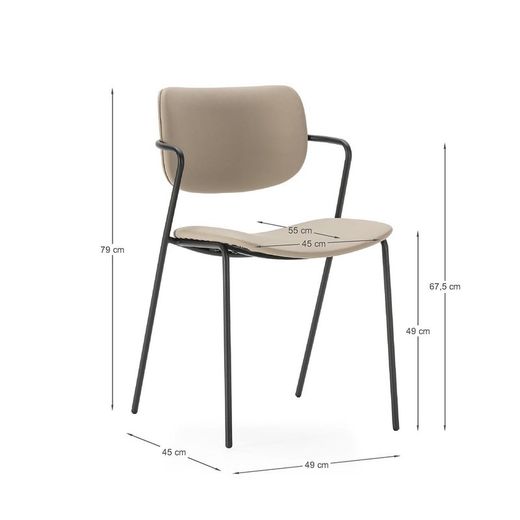 Sedia, 49 x 55 x 79 cm, in ecopelle colore topo | Collezione Mayka