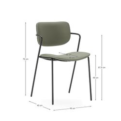 Sedia, 49 x 55 x 79 cm, in ecopelle verde | Collezione Mayka