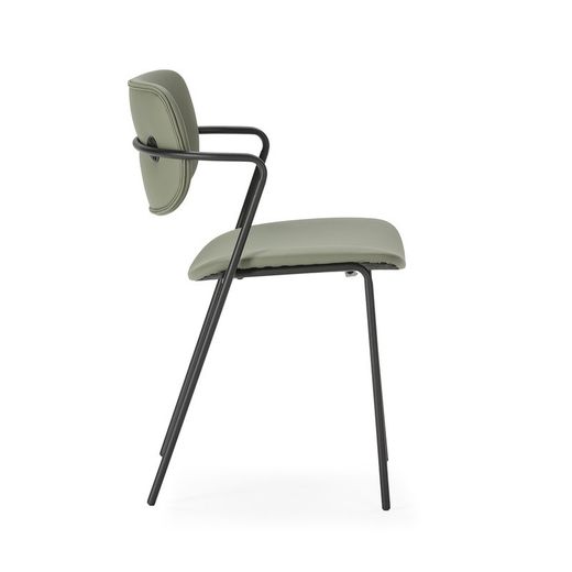 Sedia, 49 x 55 x 79 cm, in ecopelle verde | Collezione Mayka