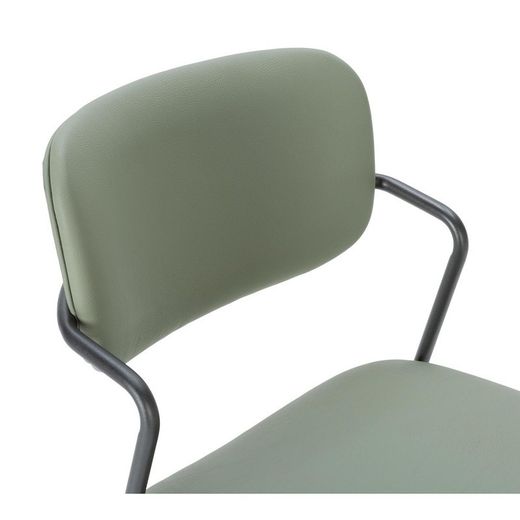 Sedia, 49 x 55 x 79 cm, in ecopelle verde | Collezione Mayka